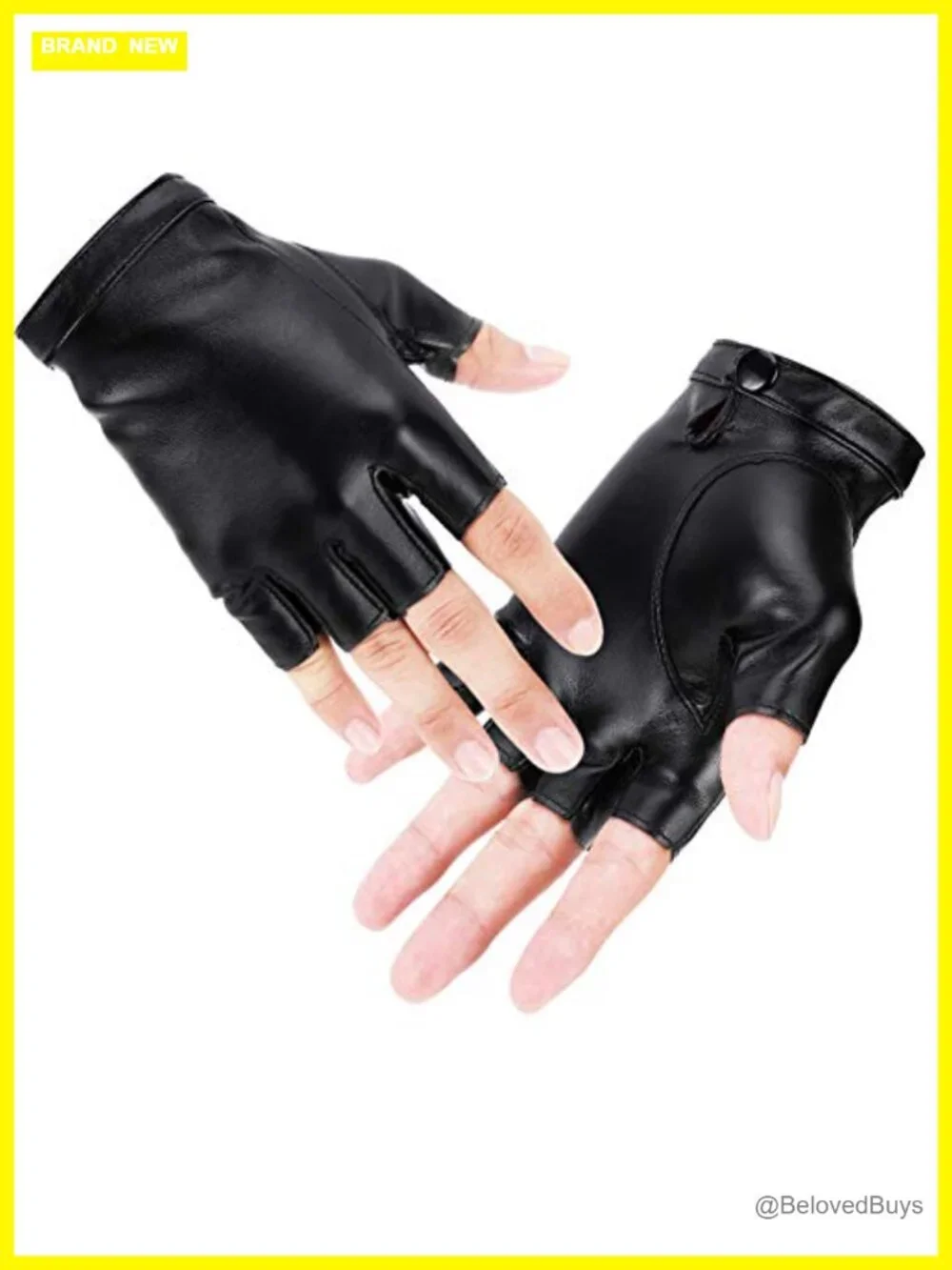 Fingerless PU Faux Leather Gloves Driving Outdoor Sports Half Finger for Women